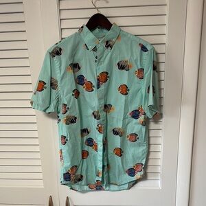 Men's Aqua Fish Print Shirt